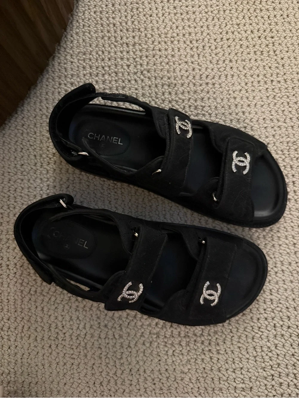 CHANEL black canvas